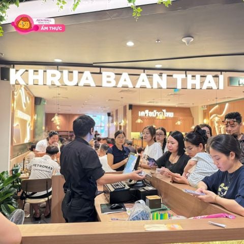 Loa treo tường phát nhạc nền cho nhà hàng Khrua Baan Thai AEON MALL Hà Đông, loa được thiết kế riêng cho quán, bật lớn không tạp âm, miễn phí công lắp đặt, bảo hành dài hạn 5 năm