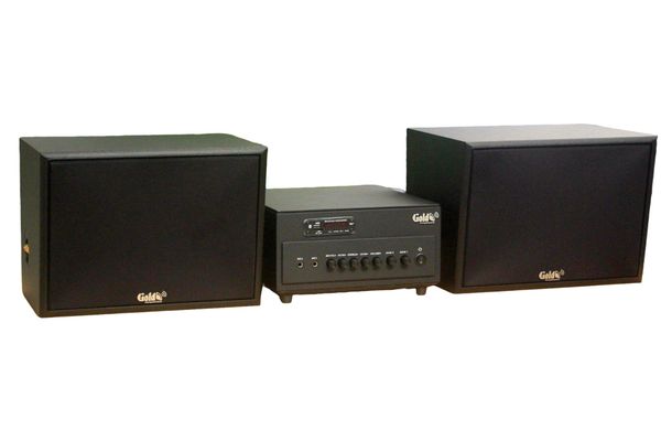 [Diện tích 60m2 + 02 Kênh] Amply A384PU_TH - 2K Goldsound 2 vùng âm lượng 380w + 2 loa Goldsound V130_TH - 130w, loa được thiết kế riêng cho quán, bật lớn không tạp âm, miễn phí công lắp đặt, bảo hành dài hạn 5 năm.