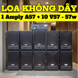 Dàn loa không dây treo tường: 01 amply A57 Goldsound + 10 loa không dây Goldsound V57 - 57w