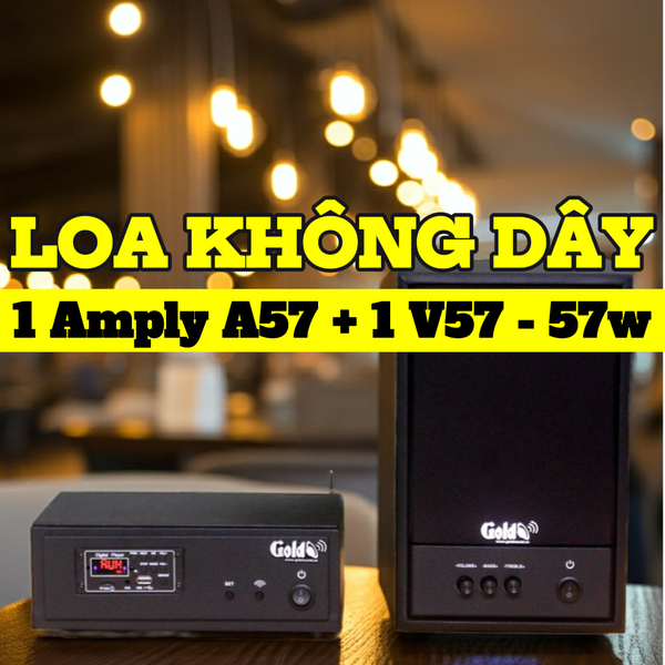 Dàn loa không dây treo tường: 01 amply A57 Goldsound + 1 loa không dây Goldsound V57 - 57w