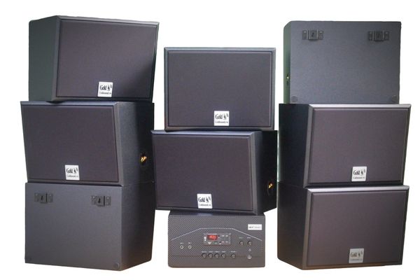 Dàn loa treo tường: Amply A907W + 8 loa V130, Amply hai vùng âm lượng, loa được thiết kế riêng, bật lớn không tạp âm, miễn phí công lắp đặt, bảo hành dài hạn 5 năm.