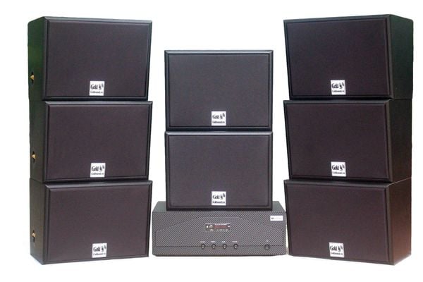 Dàn loa treo tường: Amply A938-2K + 8 V130, Amply hai vùng âm lượng, loa được thiết kế riêng, bật lớn không tạp âm, miễn phí công lắp đặt, bảo hành dài hạn 5 năm.