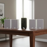 Dàn loa treo tường thông báo phát nhạc nền tự động: Amply A384 + 4 V70C, Amply hai vùng âm lượng, loa được thiết kế riêng cho quán, bật lớn không tạp âm, bảo hành dài hạn 5 năm.