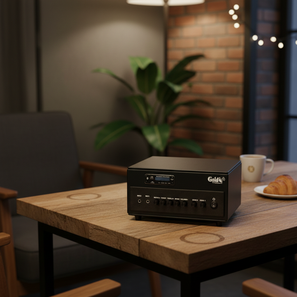 Amply A384PU - 2K Goldsound: 2 vùng âm lượng (380w, đủ kết nối Bluetooth, RCA, AV, USB)