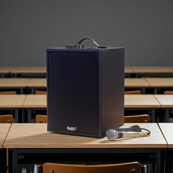 Loa trường học G120 Goldsound: 1 Micro có dây, công suất 120w, bass 20cm, treble 10cm, bluetooth 5.0