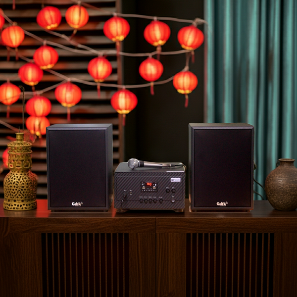 Hàng trưng bày: DÀN KARAOKE GOLD120 (AMPLY 900W + 2 V120+ 1 micro có dây)