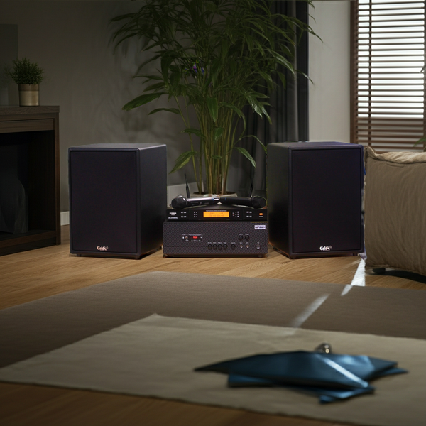 Dàn loa karaoke gia đình M230 Pro 2 Goldsound (01 amply 1200w + 02 loa 200w + Micro không dây)