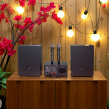 DÀN KARAOKE GOLD120MI: (AMPLY 900W tích hợp Micro không dây + 2 V120 120W)