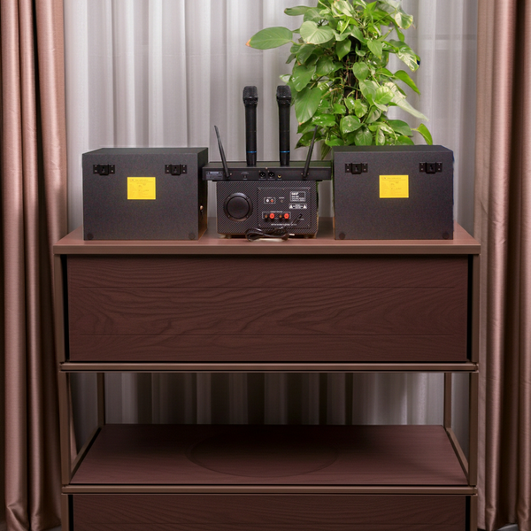Dàn KARAOKE GOLD-130 (2 loa 130w + 1 amply 900w + 2 Micro không dây)