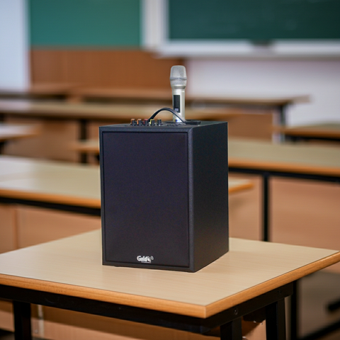 Loa trường học M120 Goldsound: 1 Micro không dây, công suất 120w, bass 20cm, treble 10cm, bluetooth 5.0
