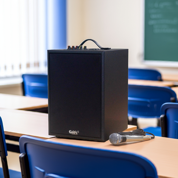 Loa trường học G120 Goldsound: 1 Micro có dây, công suất 120w, bass 20cm, treble 10cm, bluetooth 5.0