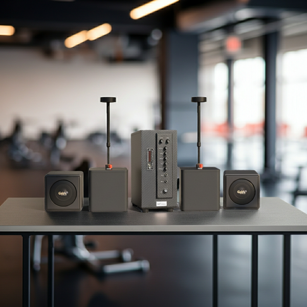 HÀNG TRƯNG BÀY: Dàn loa thả trần (treo trần) cho quán [Amply 380w + 4 loa thả trần 55w Goldsound] - BH 6 tháng