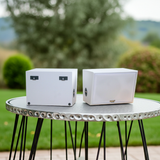 Dàn loa sân vườn: Amply A917PU-2K 2 vùng âm lượng 1200w + 4 loa ngoài trời V130NT màu trắng 130w, loa được thiết kế riêng cho quán, bật lớn không tạp âm, miễn phí công lắp đặt, bảo hành 12 tháng