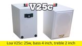 Loa vệ tinh treo tường V25C màu trắng (số lượng 01 loa), công suất 25w, loa bass 4 inch, treble 5 cm, kích thước rộng 17 cm, cao 24 cm, sâu 22.5 cm, bảo hành dài hạn 5 năm.
