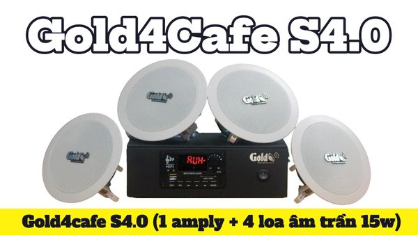 Bộ loa âm trần thông báo phát nhạc nền tự động cao cấp S4.0 (amply A2.0 + 4 loa âm trần 15w), loa được thiết kế riêng cho quán