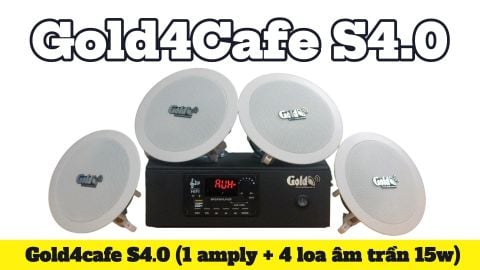 [Diện tích 60m2 + 1 Kênh] Bộ loa âm trần thông báo phát nhạc nền tự động cao cấp S4.0 (amply A2.0 + 4 loa âm trần 15w), loa được thiết kế riêng cho quán, bật lớn không tạp âm, bảo hành dài hạn 12 tháng