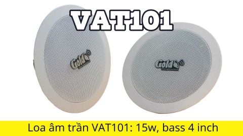 Loa vệ tinh âm trần VAT101 Goldsound (Số lượng 01 loa), công suất thực 15w, Bass 10 cm, thiết kế hình tròn, hoàn toàn màu trắng, sang trọng, độ thẩm mỹ cao