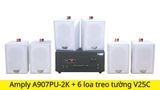Loa treo tường thông báo, phát nhạc nền tự động A907PU-2K Goldsound 2 vùng âm lượng 900w + 6 loa Goldsound V25C màu trắng, loa được thiết kế riêng cho quán, bật lớn không tạp âm, miễn phí công lắp đặt, bảo hành dài hạn 5 năm.