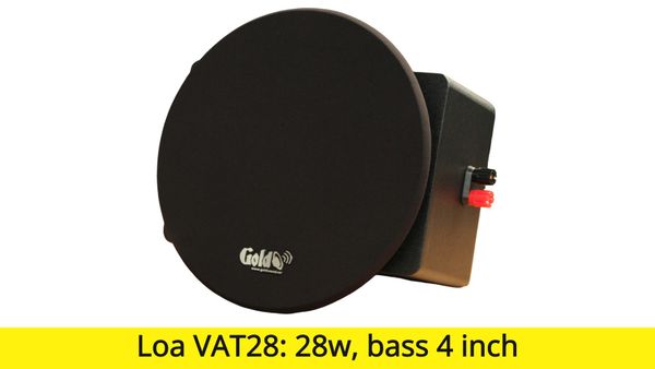 Loa âm trần VAT28 màu đen, công suất 28w, loa bass 4 inch, kích thước rộng 25 cm, cao 17 cm, sâu 11 cm, bảo hành dài hạn 5 năm.