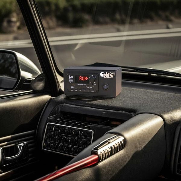 Amply dùng cho ô tô A120 CAR Goldsound (2 kênh, 120w, bluetooth, Aux, Usb...), chuyên loa xe khách, xe tải, xe du lịch