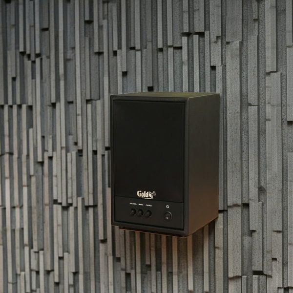 Dàn loa treo tường không dây, loa thông báo, loa phát nhạc tự động: 01 amply A50 Goldsound + 2 loa không dây C50 UHF Goldsound