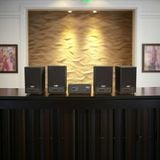 Dàn loa treo tường không dây, loa thông báo, loa phát nhạc tự động: 01 amply A50 Goldsound + 4 loa không dây C50 UHF Goldsound