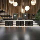 Dàn loa treo tường không dây, loa thông báo, loa phát nhạc tự động: 01 amply A50 Goldsound + 8 loa không dây C50 UHF Goldsound