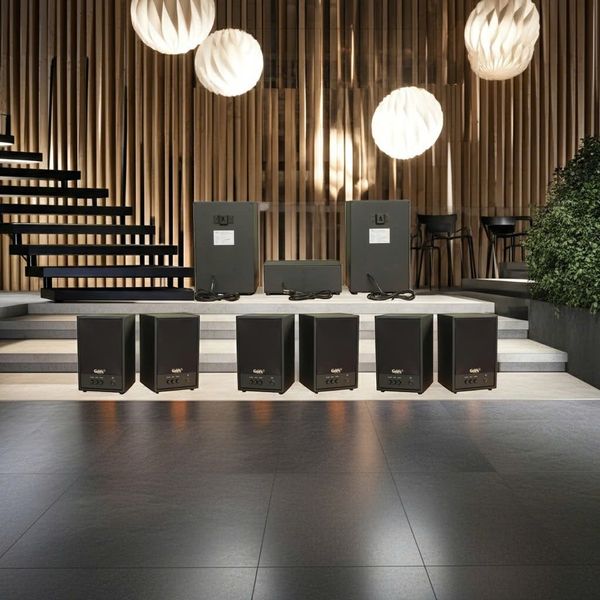 Dàn loa treo tường không dây, loa thông báo, loa phát nhạc tự động: 01 amply A50 Goldsound + 8 loa không dây C50 UHF Goldsound