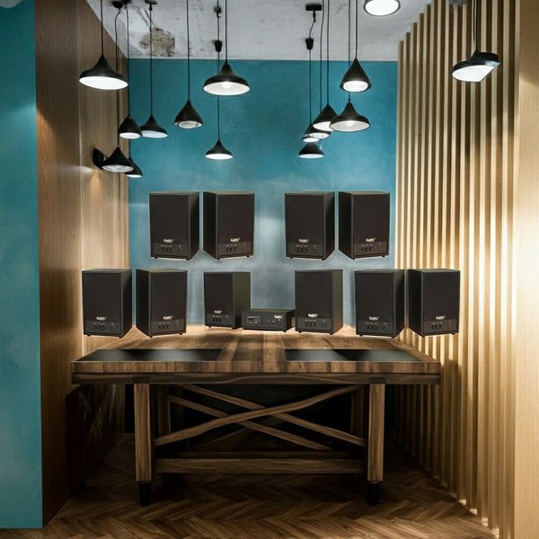 Dàn loa treo tường không dây, loa thông báo, loa phát nhạc tự động: 01 amply A50 Goldsound + 10 loa không dây C50 UHF Goldsound