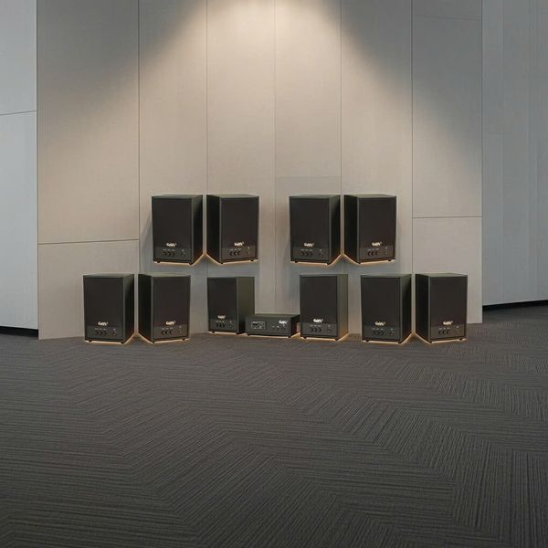 Dàn loa treo tường không dây, loa thông báo, loa phát nhạc tự động: 01 amply A50 Goldsound + 10 loa không dây C50 UHF Goldsound