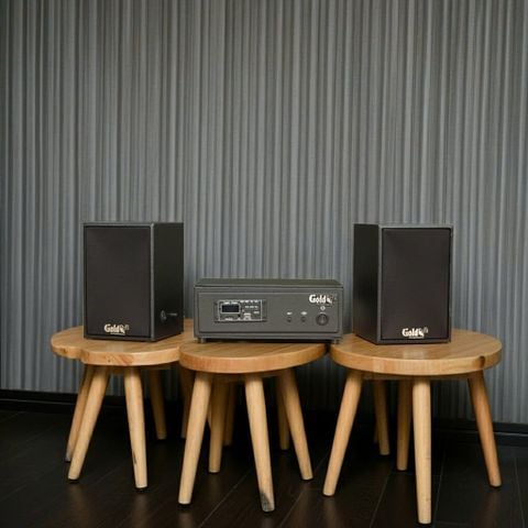 Dàn loa không dây treo tường, Loa thông báo, loa phát nhạc tự động: 01 amply A57 Goldsound + 2 loa không dây Goldsound V30 UHF - 30w