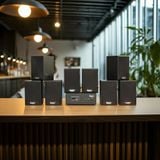 Dàn loa không dây treo tường, Loa thông báo, loa phát nhạc tự động: 01 amply A57 Goldsound + 8 loa không dây Goldsound V30 UHF - 30w