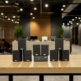 Dàn loa không dây treo tường, Loa thông báo, loa phát nhạc tự động: 01 amply A57 Goldsound + 8 loa không dây Goldsound V30 UHF - 30w