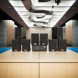 Dàn loa không dây treo tường, Loa thông báo, loa phát nhạc tự động: 01 amply A57 Goldsound + 8 loa không dây Goldsound V30 UHF - 30w