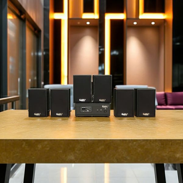 Dàn loa không dây treo tường, Loa thông báo, loa phát nhạc tự động: 01 amply A57 Goldsound + 6 loa không dây Goldsound V30 UHF - 30w