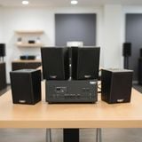 Loa thông báo, loa phát nhạc nền tự động A907PU-2K Goldsound 2 vùng âm lượng 900w + 4 loa Goldsound C25 màu đen, loa được thiết kế riêng cho quán, bật lớn không tạp âm, miễn phí công lắp đặt, bảo hành dài hạn 5 năm.