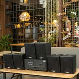 Dàn loa thông báo, loa phát nhạc nền tự động A907PU-2K Goldsound 2 vùng âm lượng 900w + 6 loa Goldsound C25 màu đen, loa được thiết kế riêng cho quán, bật lớn không tạp âm, miễn phí công lắp đặt, bảo hành dài hạn 5 năm.