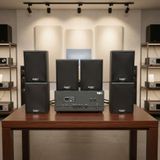 Dàn loa thông báo, loa phát nhạc nền tự động A907PU-2K Goldsound 2 vùng âm lượng 900w + 6 loa Goldsound C25 màu đen, loa được thiết kế riêng cho quán, bật lớn không tạp âm, miễn phí công lắp đặt, bảo hành dài hạn 5 năm.