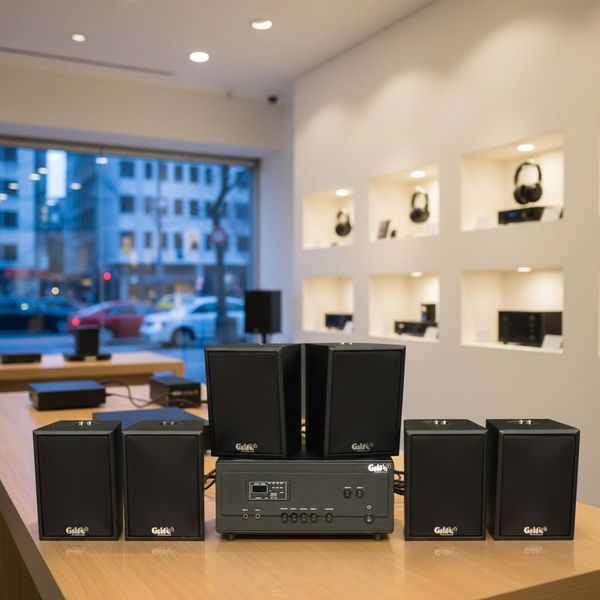 Dàn loa thông báo, loa phát nhạc nền tự động A907PU-2K Goldsound 2 vùng âm lượng 900w + 6 loa Goldsound C25 màu đen, loa được thiết kế riêng cho quán, bật lớn không tạp âm, miễn phí công lắp đặt, bảo hành dài hạn 5 năm.