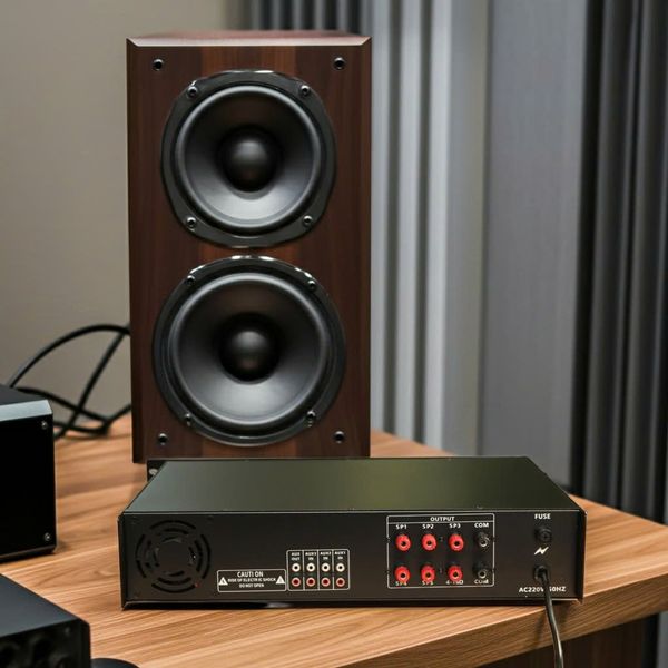 Amply A450F: âm ly phóng thanh (công suất 450w, 5 vùng, bluetooth, USB, SD Card, AUX)