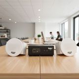 Dàn loa âm trần không dây: 01 amply A57 Goldsound + 2 loa âm trần không dây VAT30 UHF Goldsound, loa được thiết kế riêng cho quán, bật lớn không tạp âm, bảo hành dài hạn 5 năm.