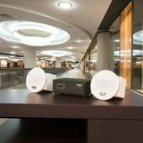 Dàn loa âm trần không dây: 01 amply A57 Goldsound + 2 loa âm trần không dây VAT30 UHF Goldsound, loa được thiết kế riêng cho quán, bật lớn không tạp âm, bảo hành dài hạn 5 năm.