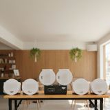 Dàn loa âm trần không dây: 01 amply A57 Goldsound + 6 loa âm trần không dây VAT30 UHF Goldsound, loa được thiết kế riêng cho quán, bật lớn không tạp âm, bảo hành dài hạn 5 năm.