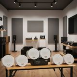 Dàn loa âm trần không dây: 01 amply A57 Goldsound + 6 loa âm trần không dây VAT30 UHF Goldsound, loa được thiết kế riêng cho quán, bật lớn không tạp âm, bảo hành dài hạn 5 năm.