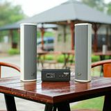 Loa sân vườn không dây: 01 amply A57 Goldsound + 2 loa cột chống nước sân vườn không dây G110-NT UHF Goldsound