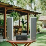 Loa sân vườn không dây: 01 amply A57 Goldsound + 2 loa cột chống nước sân vườn không dây G110-NT UHF Goldsound