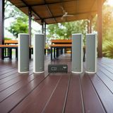 Loa sân vườn không dây: 01 amply A57 Goldsound + 4 loa cột chống nước sân vườn không dây G110-NT UHF Goldsound