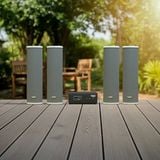 Loa sân vườn không dây: 01 amply A57 Goldsound + 4 loa cột chống nước sân vườn không dây G110-NT UHF Goldsound