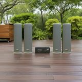 Loa sân vườn không dây: 01 amply A57 Goldsound + 4 loa cột chống nước sân vườn không dây G110-NT UHF Goldsound