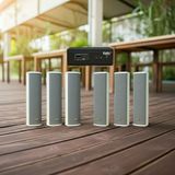 Loa sân vườn không dây: 01 amply A57 Goldsound + 6 loa cột chống nước sân vườn không dây G110-NT UHF Goldsound